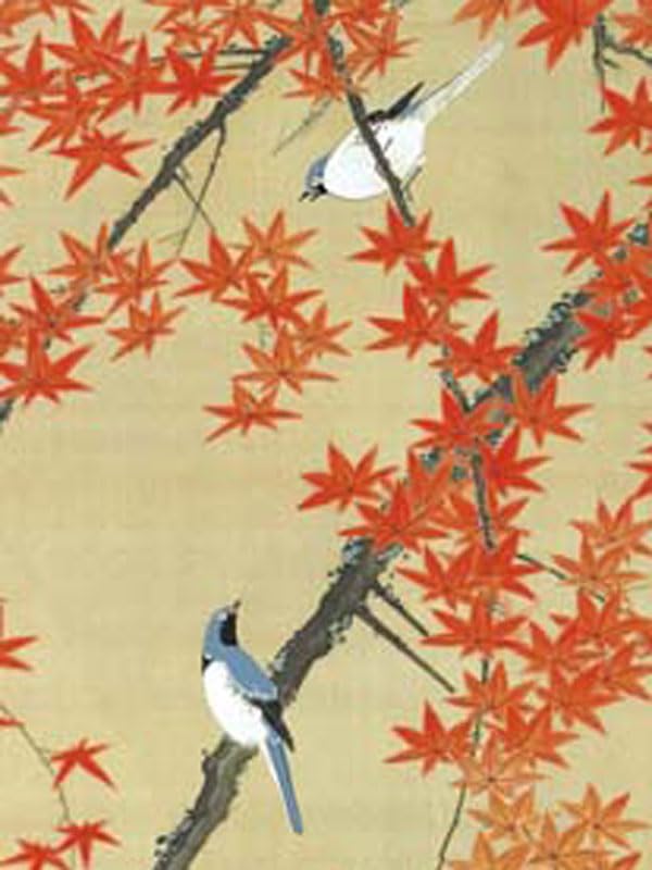 Amazon.co.jp: JHA 絵画 アート額絵 日本の名画 伊藤若冲「紅葉小禽図