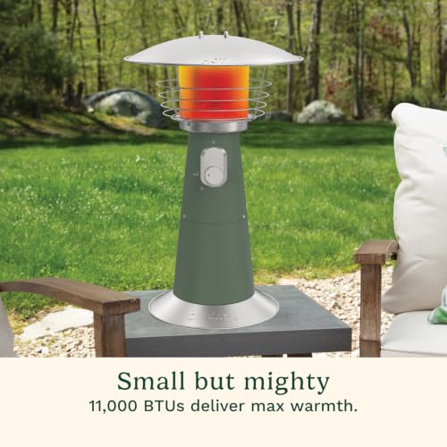 Image of Cuisinart Portable Tabletop Patio Heater, 11,000 BTU Outdoor Propane Heater with Safety Tilt Switch and Adjustable Heat, Burner Screen Guard, 30 sq. Foot Heat Range, Sage