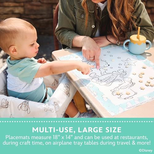 Image of Disney Baby by J.L. Childress ColorMe Disposable Placemats, 24 Pack - Stick on Disposable Placemats for Baby, Toddlers, & Kids, Travel Coloring Activities, Sticky Child Table Mat, Winnie the Pooh