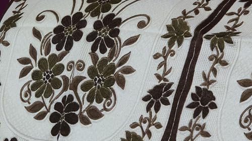 Image of Fab Nation Sofa Cover L Shape 5 Seater with Corner L Type Fully Covered Sofa Set for Living Room | Cotton Sofa Slipcovers for 3 + 2 Seaters Cover Set | Floral Brown