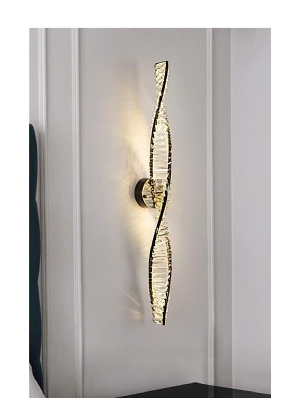 VDOQTLJT Crystal Wall Lamp Gold/Black Metal Light Clear Long Strip Sconce Lamps sconces(Black100cm)