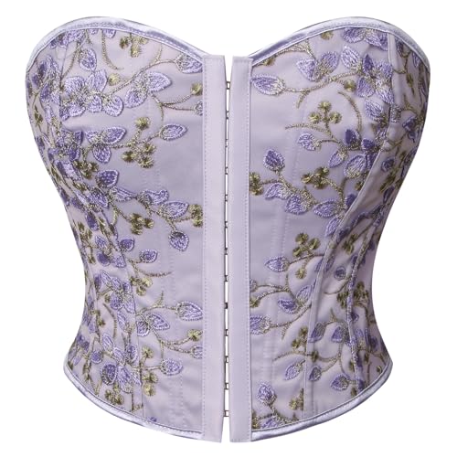 Kimring Women's Embroidered Floral Bustier Strapless Boned Overbust Corset Top - Main Image