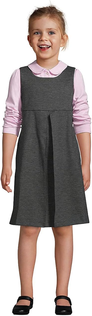 Lands' End Girls Ponte Pleat Jumper: Clothing, Shoes & Jewelry