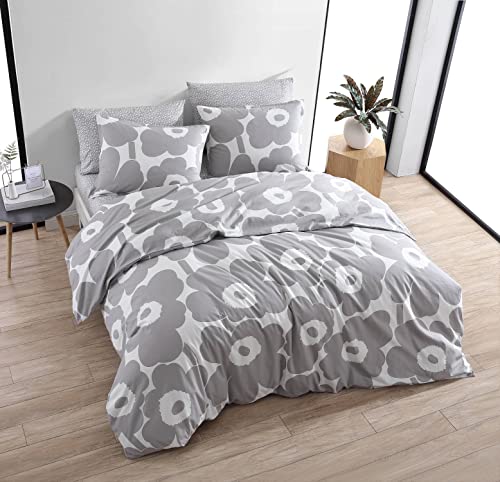 Marimekko - Queen Duvet Cover Set, Cotton Bedding with Matching Shams & Botton Closure, All Season Home Decor (Unikko Grey, Queen) - Image 2