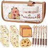 HOVCEH Capybara Pencil Case, Capybara Stationery Set with Compartments, Capybara Cute Pencil Pouch with Capybara Stickers, Pens, Cute Capybara Pencil Case, Large Capacity Pencil Pouch for Kids