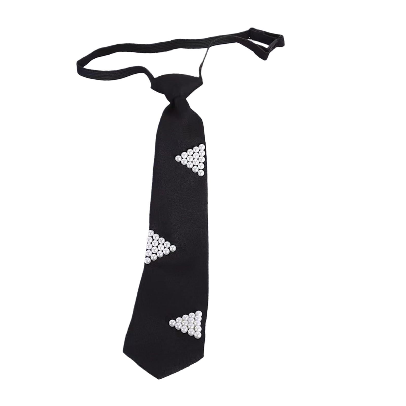 MICFENY Elegant Imitation Pearls Accent Necktie Lightweight Wrinkles Resistant Polyester Suitable For Meetings And Casual Occas