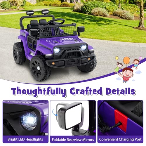 Image of Costzon Kids Ride on Car Truck, Electric Vehicle (Purple,34 inch x 23 inch x 21 inch)