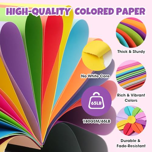Image of TUXIYA 500 Sheets 8.5 inch X 11 inch Colored Cardstock, 50 Colors Card Stock