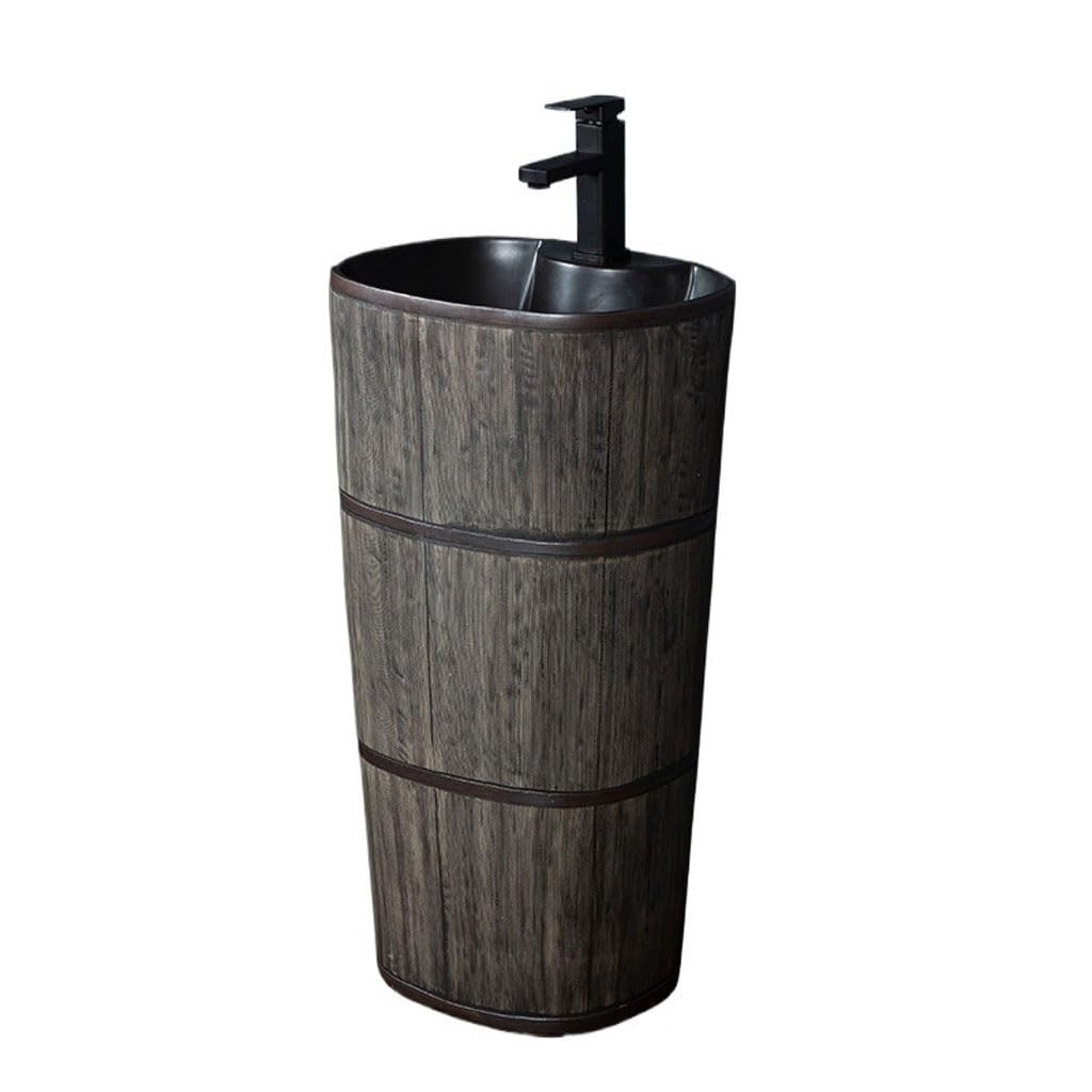 AYCDL Pedestal Sink Ceramic Pedestal Basin Pedestal Wash Basin Outdoor Balcony Integrated Floor-Standing Wash Basin Home Bathroom Pedestal Sink