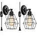 Vintage Plug in Dimmable Wall Sconce 2 Pack, Elibbren Hardwired Industrial Edison Wire Cage Wall Light with Dimmer Switch 5.9FT Plug in Cord, Rustic Wall Light Fixture for Headboard, Bedroom, Nightsta