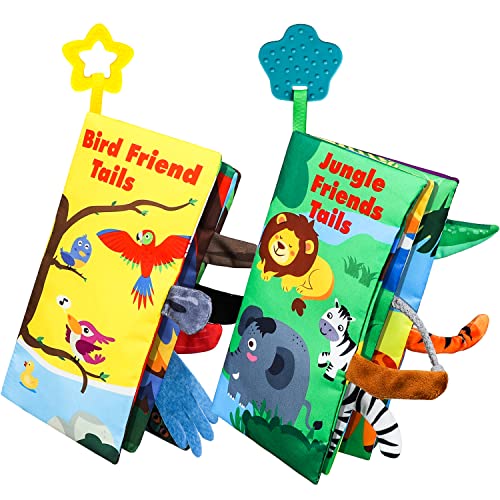 Image of TOY Life 2 Soft Baby Books 0-3-6-12 Months Baby Montessori Toys for 1 Year Old Touch and Feel Crinkle Cloth Books for Babies Newborn Infant Sensory Book Baby Crinkle Chew Toys Newborn Gift Set for Boy