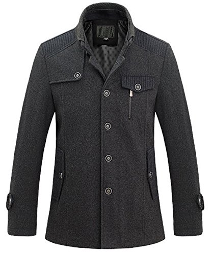 Image of chouyatou Men's Winter Stylish Wool Blend Single Breasted Military Peacoat