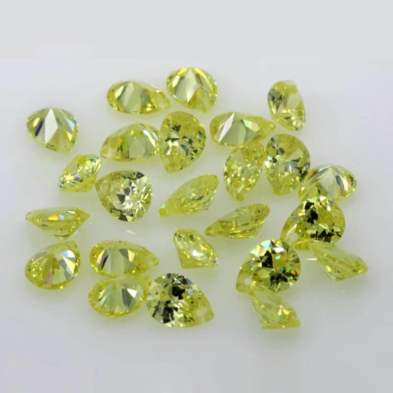Cuentas de gemas sintéticas sueltas de piedra de corte brillante con forma de pera de oliva y orificio para joyería, tamaño 3 x 5-12 x 16 mm - Olive_a-12 x 16 mm