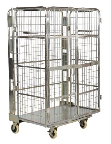 Vestil ROL-185 Steel Wire Cage Cart, 2 Shelves, Blue, 1100 lbs Load Capacity, 65-1/2
