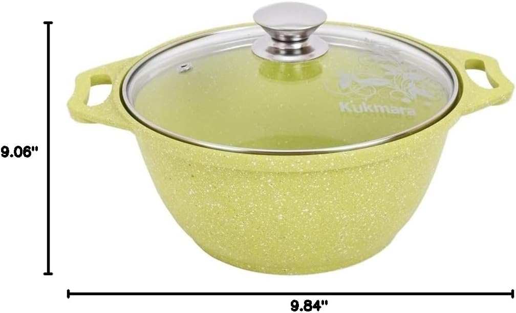 Aluminum Wok Cooking Pot Trendy Style Non-Stick Pot with Glass Lid (lime) Camping Cookware Dutch Oven Kitchen Pot 2.1-qt. (2 L)
