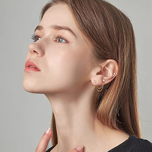 FIBO STEEL 20G Cartilage Earrings Set for Women Huggie Hoop Earrings Flat Back Earrings Star Moon Butterfly CZ Cartilage Stud Earrings Chain Dangle Helix Tragus Piercing Jewelry3