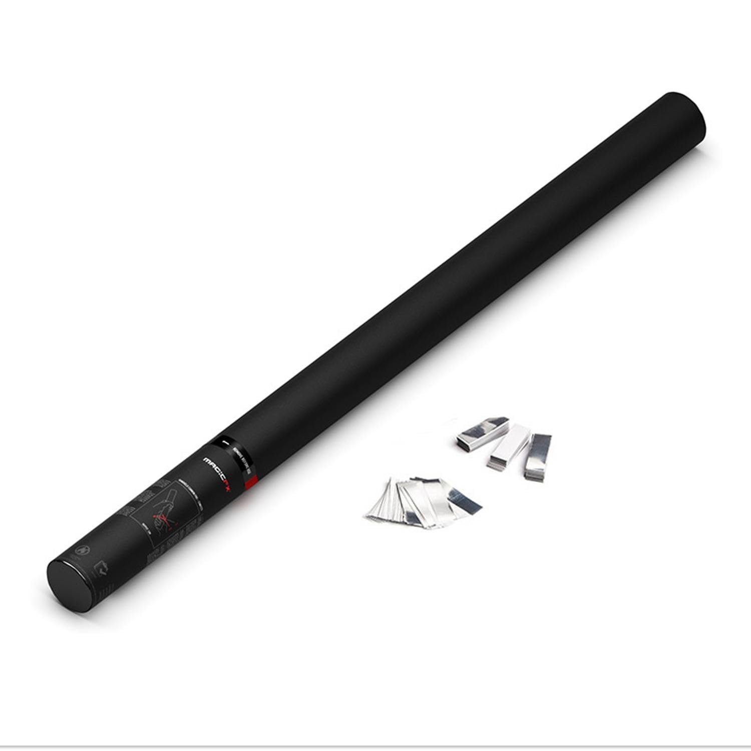 Zenda Club Konfettikanonen, manuell, silberfarben, 80 cm – Reichweite 14 m – ideal für Partys & Veranstaltungen – Zenda Club® (Weiß + Silber), 20 Stück