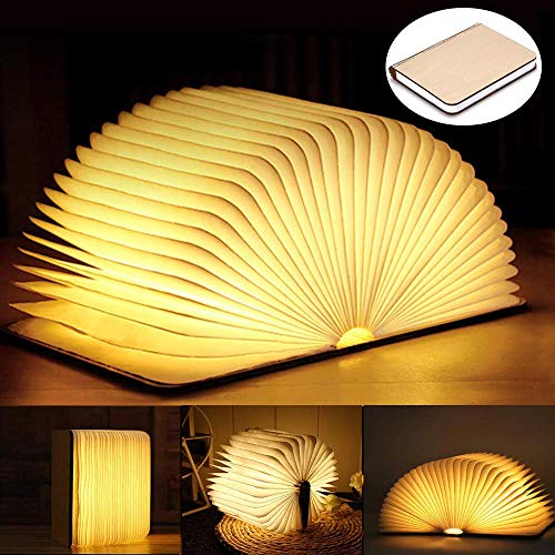 Preisvergleich Produktbild Faltbare LED Buchlampe, Hölzernes Tisch- / Schreibtischlampe aus Holz zum Lesen, Magnetisches LED-Licht USB Aufladbare Buchlampen, Tragbare Nachttischlampe Dekorative Licht, Tolles Geschenk