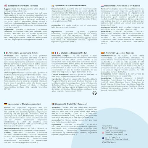 Liposomales L-Glutathion (Reduziert) - 1000mg pro Portion - Mit Vitamin C, Hyaluronsäure, Phosphatidylcholin (aus Sonnenblumenöl & Lecithin) & Alpha-Liponsäure - 90 Kapseln - WeightWorld