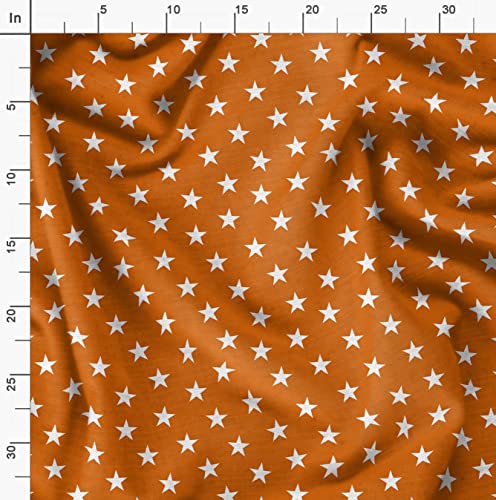 Image of Soimoi Orange Polyester Crepe Fabric Stars Star Printed Craft Fabric by the Meter 52 Inch Wide
