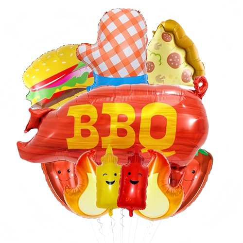 10Pcs BBQ Foil Balloons for Picnic Cookout Party/Chili Cook off Decorations/Mexican Fiesta Party Decorations/Backyard Barbecue Themed Baby Shower/4D Pig Foil Balloons Summer Picnic Cookout Party