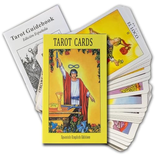 MOANATURA Cartas Tarot Español con Libro. 78 Cartas Bonitas. Naipes Tipo Rider Waite en Español. Baraja Clásico. Juego Tradicional para Principiantes. Librillo de Significados.
