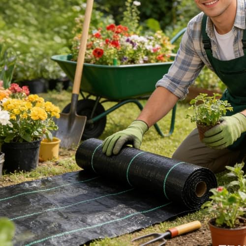 Tissu paysager 0,5x50m bâche de paillage robuste pour allée et parterre - 4