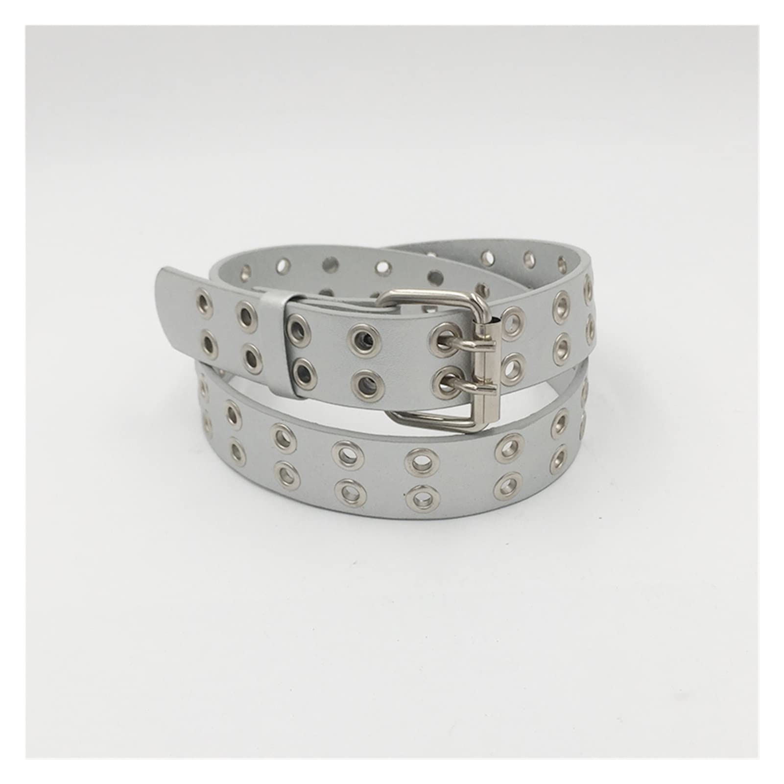 jnhearts ⭐︎美品⭐︎Shoulder belt/Silver Fashion Belt Unisex Cutout Eyelet Belt Leather Belt