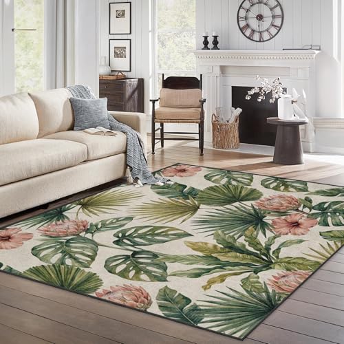 Tapete decorativo 5'x7' lavable con diseño tropical miniatura 1