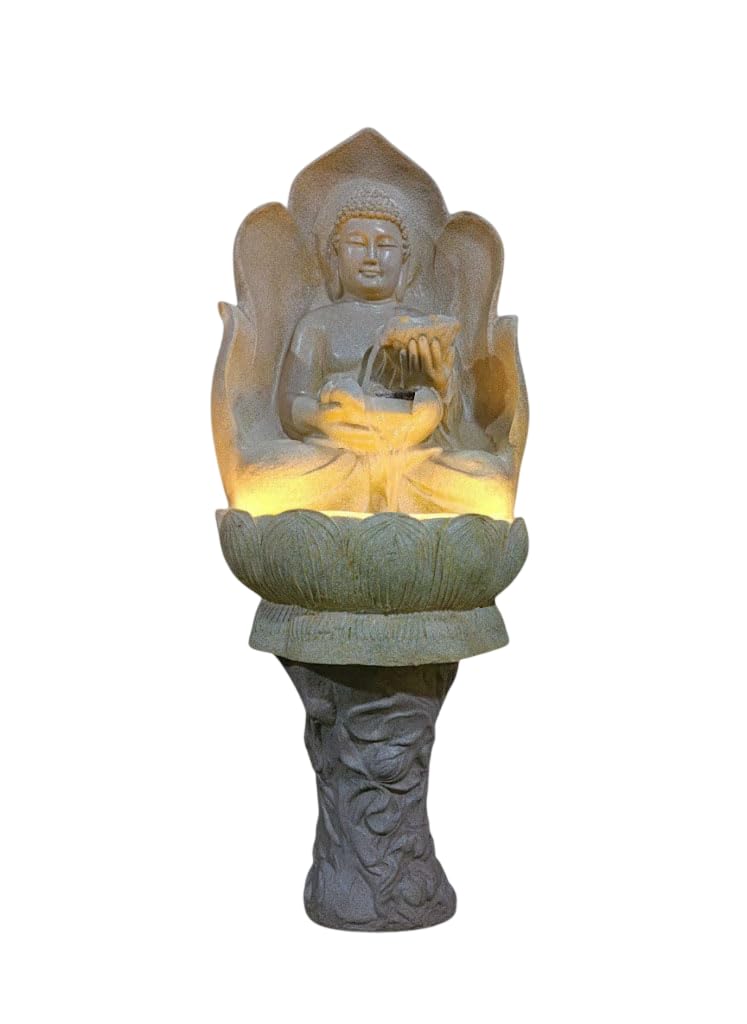 Lotus Buddha Water Fountain with Double Bowl � Indoor & Outdoor Fountain for Home, Living Room, Office & Garden D�cor-image-41