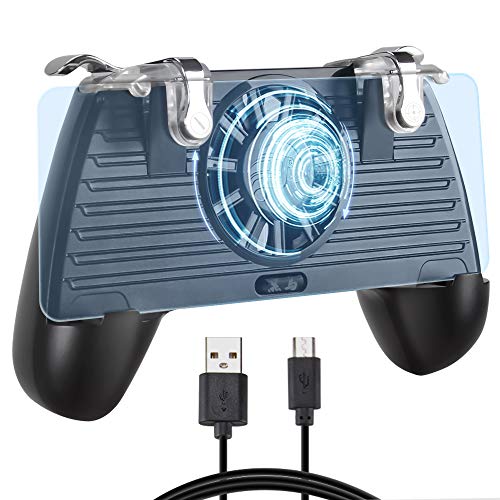 Qoosea PUBG Mobile Game Controller with Phone Cooling Fan and Built-in 4400 mAh Battery Power Bank Sensitive Shoot Aim Joysticks L1R1 Shooter for Knives Out/PUBG/Rules of Survival/Epic Games