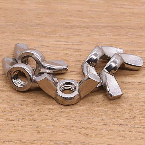 Image of M10 x 1.5mm (20 PCS) Stainless Steel Wing Nuts Butterfly Nuts, 304 Stainless Steel 18-8, Full Thread, Bright Finish