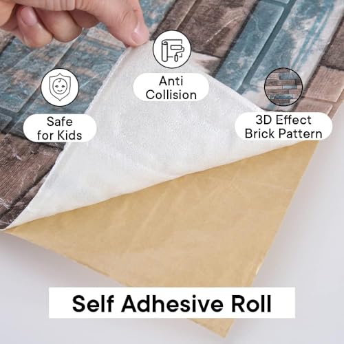 Image of 3D Brick Wallpaper for Wall | Self Adhesive PE Foam DIY Panel | Peel & Stick Decor for Home, Living, Bedroom & Office (70 x 77 cm, Appx 5.8 Sq Ft) (1, NEW Multi)