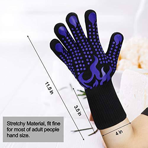 Image of Comsmart BBQ Gloves, 1472 Degree F Heat Resistant Grilling Gloves Silicone Non-Slip Oven Gloves Long Kitchen Gloves for Barbecue, Cooking, Baking, Cutting