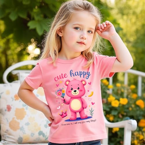 Image of Girls' Graphic Tee and Jeans Set - Stylish and Comfortable Short-sleeved tops and pant Outfit 2-8 Years