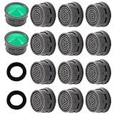 20 Pack Faucet Aerator, Faucet Flow Restrictor with Washers Replacement Parts Insert Sink Aerator for Bathroom or Kitchen, (Green, 2.2 GPM)