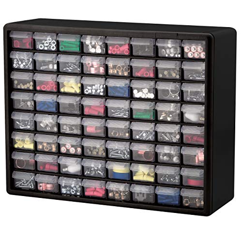 Akro-Mils 10164, 64 Drawer Plastic Parts Storage Hardware and Craft Cabinet, 20-Inch W x 6-Inch D x 16-Inch H, Black - Image 6