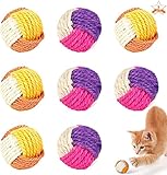 Bigxin 8 Stück Interaktives Katzenspielzeug Ball, Katze Sisal Ball Haustier Spielbälle für Hunde Katze Umweltfreundliche Schaum Katze Ball für Spielen Training Stimulierung des Jagdtriebs(Orange Lila)