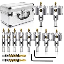 ASNOMY 12PCS TCT Hole Saw Kit للمعادن الصلبة ، 5 / 8 & quot؛ - 2 - 1 / 8 & quot؛ قطع التنغستن كربيد يميل مع بت حفر طيار مطلي بالتيتانيوم للمعادن ، الفولاذ المقاوم للصدأ, حديد ، خشب ، بلاستيك