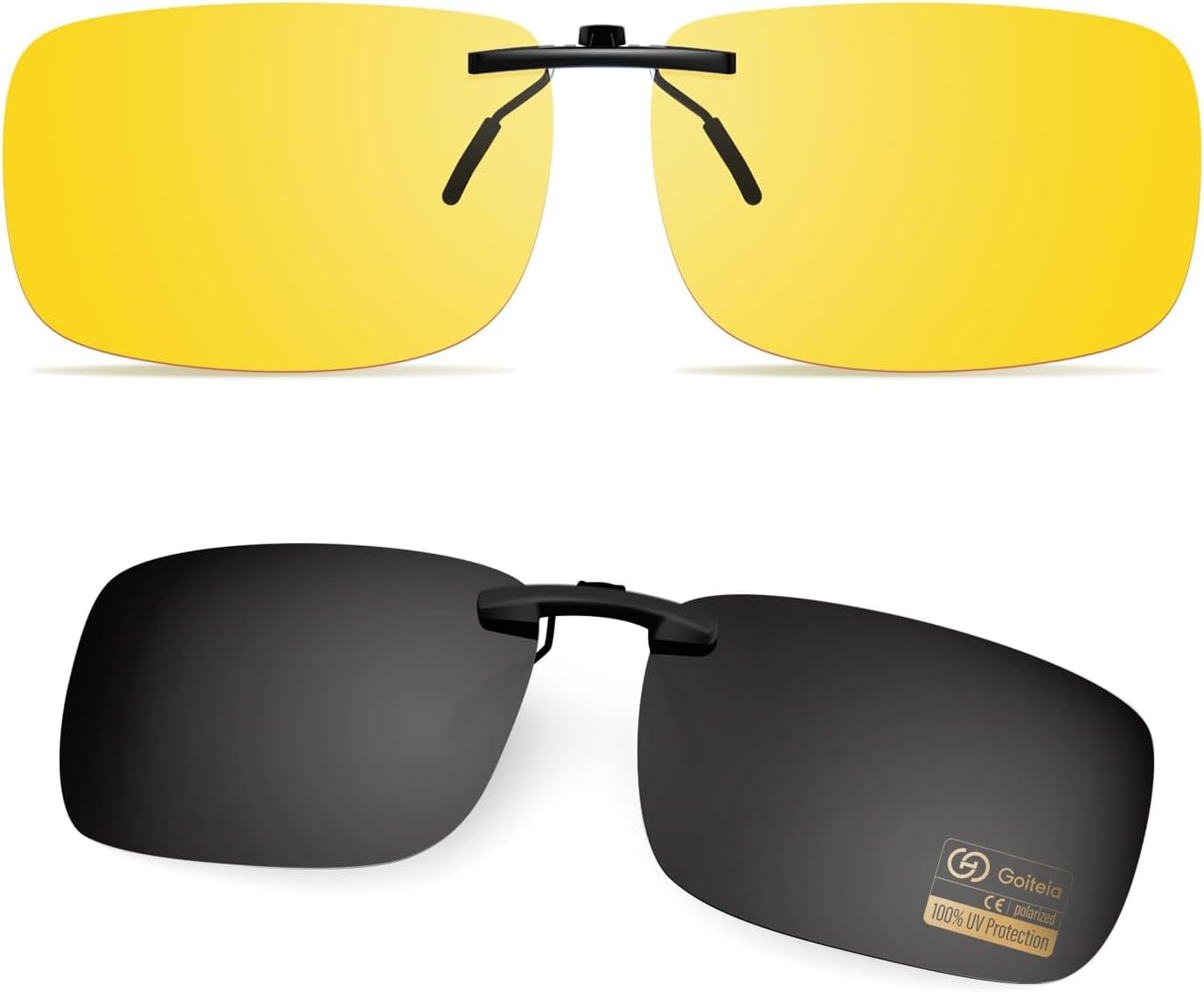 Goiteia Black Polarized Sunglasses UV400 Yellow Night Vision Glasses for Men Women up,Over Prescription Glasses for Driving