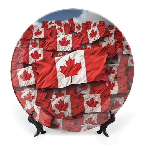 Plato decorativo bandera canadiense de cerámica 6 pulgadas miniatura 1