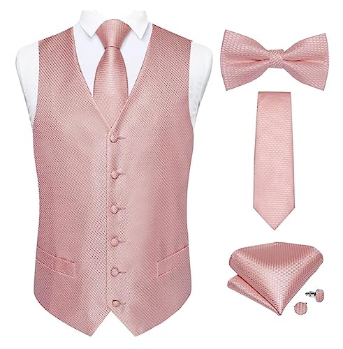Gilet de costume rose et cravate pour un mariage élégant