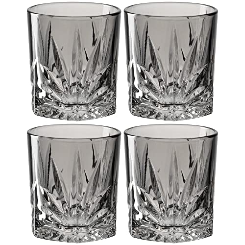 Leonardo Capri 022358 Trinkgläser 4er Set grau, spülmaschinenfeste Saftgläser mit Prägung, facettiert, bunte Wassergläser, Glasbecher, 220 ml