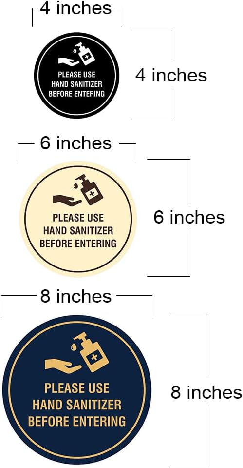 Circle Please Use Hand Sanitizer Before Entering Sign (Brushed Silver) - Large (2 Pack)
