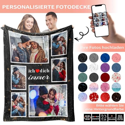Easycosy Valentinstag Personalisierte Geschenk für Sie & Ihn, Made in Germany - Personalisierte Decke mit Foto und Text, Kuscheldecke Fotodecke mit Eigenem Foto - Geschenke für Frauen Pärchen Freundin