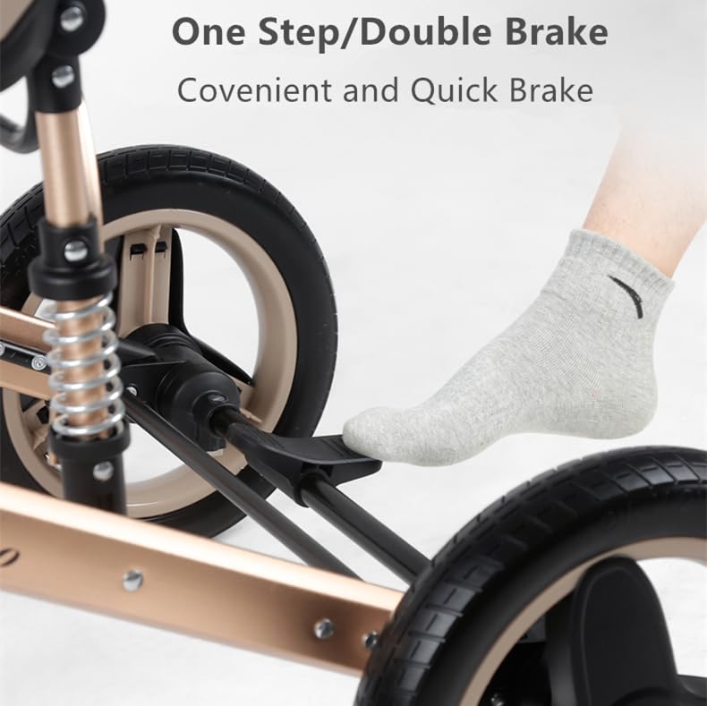 Miniatura 9 de Cochecito de bebé convertible con modos de sentarse reclinables para dormir, cochecito plegable para bebés, cochecito de viaje reversible para