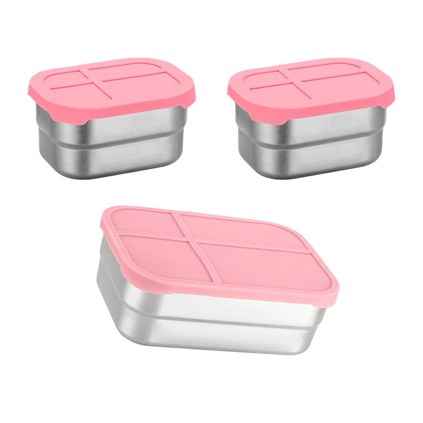 Tsophreniq 3Pieces Nonrust Steel Kitchen Container Silicone Lid Included Leak Proof Microwave Safe for Home and Nonrust Lunch Box