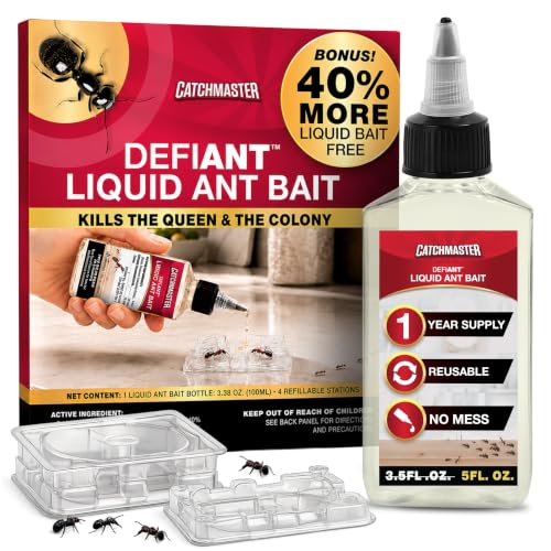 Catchmaster Defiant Premium Liquid Ant Killer, 1-Year Supply, Kills the Queen and Colony, No Mess...