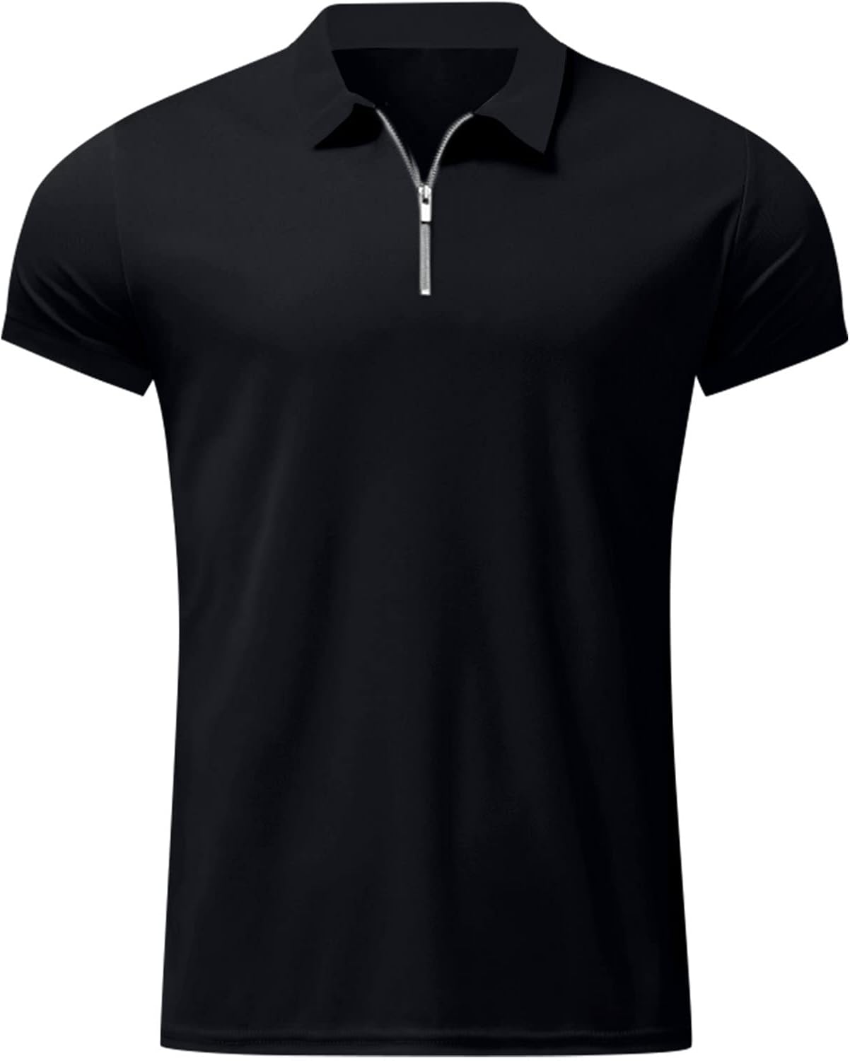 Ymosrh Men's Polo Casual Shirts Short Sleeve Zipper Business Polos Lightweight Athletic Golf Tshirt, S-5XL