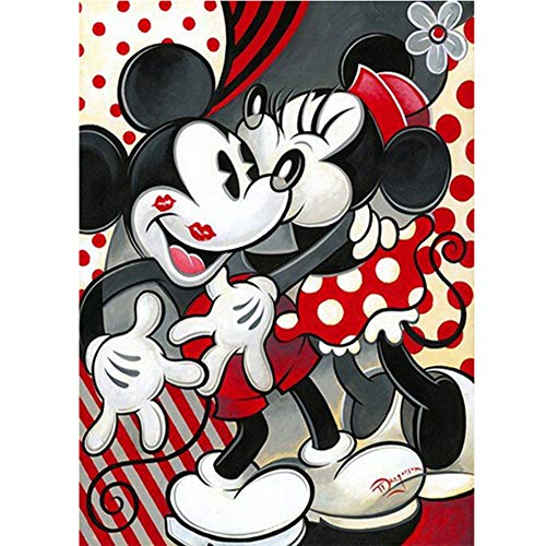DIY 5D Diamond Painting Paint by Numbers Kits for Adult,Full Drill Diamond Embroidery Dotz Kit Crystal Rhinestone Embroidery Cross Stitch Arts Craft Supply Canvas Wall Decor(Love Mickey,16